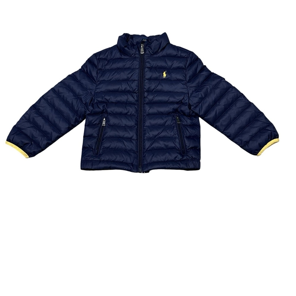 Polo Ralph Lauren Puffer Jacket Blue Full Zip Quilted Hooded Kids Boys Sz 3T